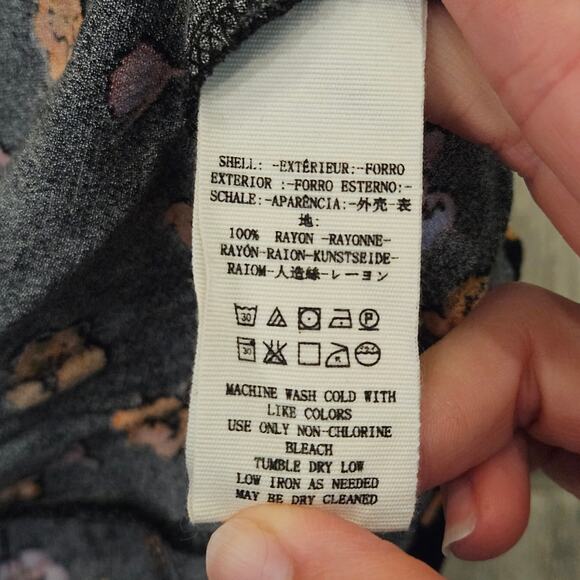 Free People L’amour Printed Romper Womens Size 2 Black Floral Boho Mini Indie - Picture 11 of 11